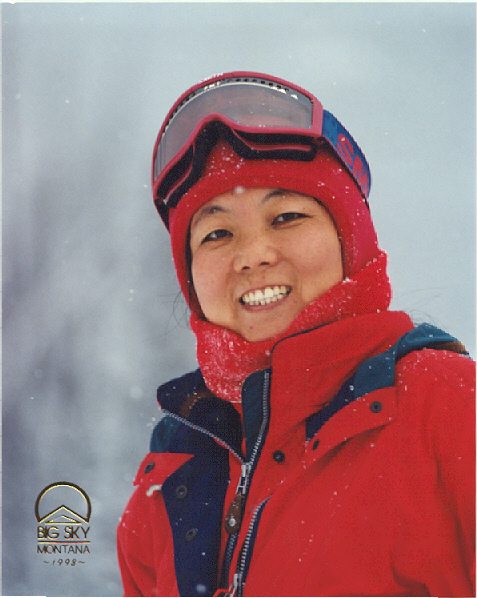 Weili was smiling in Big Sky, December, ... - Montana-half2